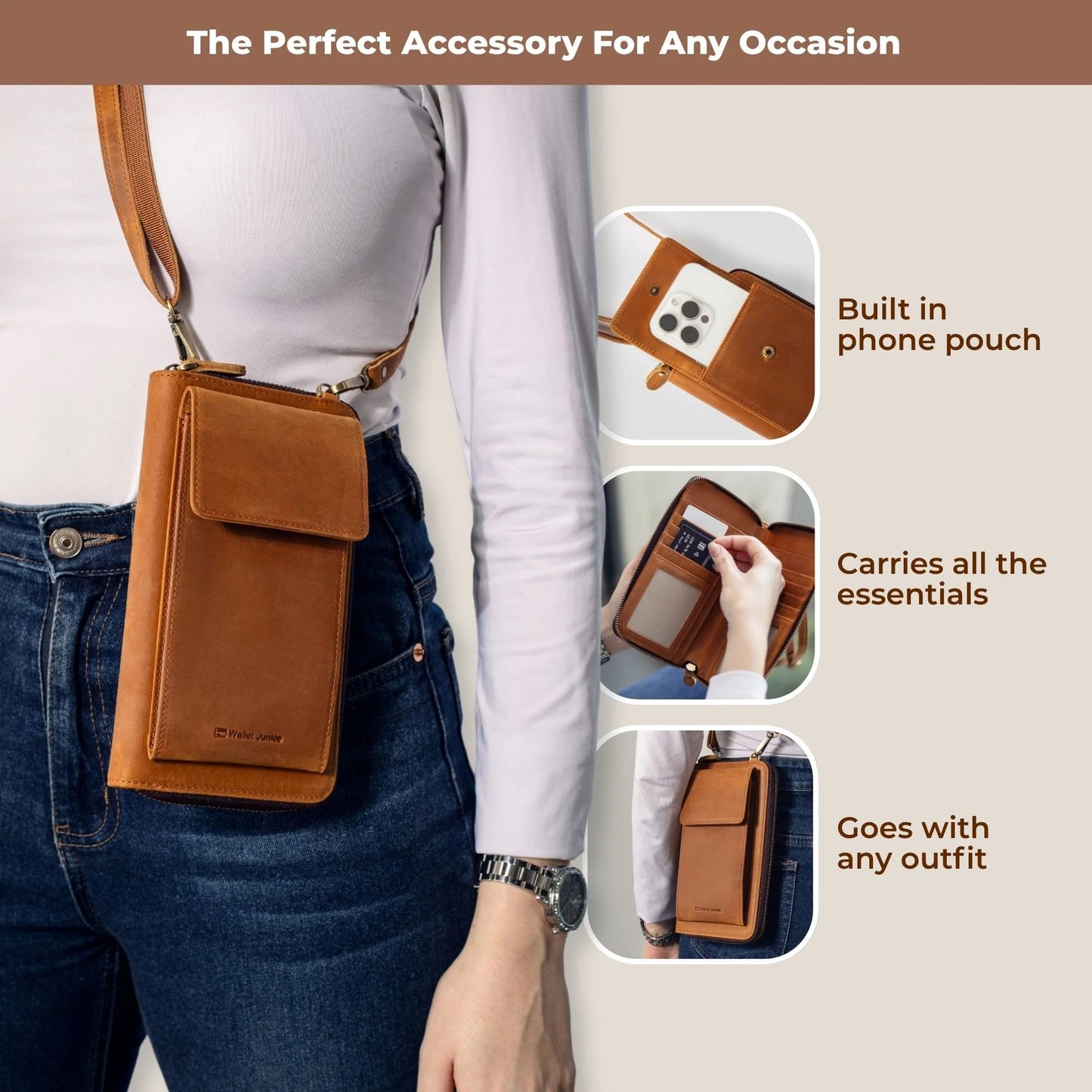 Crossbody Sling Purse | Light Brown